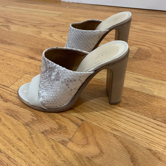 Rag & Bone Tristan Snake Print Mule Sandal Shoe Sz 9.5 White Python Leather 39.5 - Picture 8 of 16